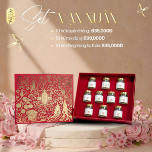 set quà vạn xuân yến nhà: hộp Đỏ Ánh kim tinh tế, sang trọng số 1